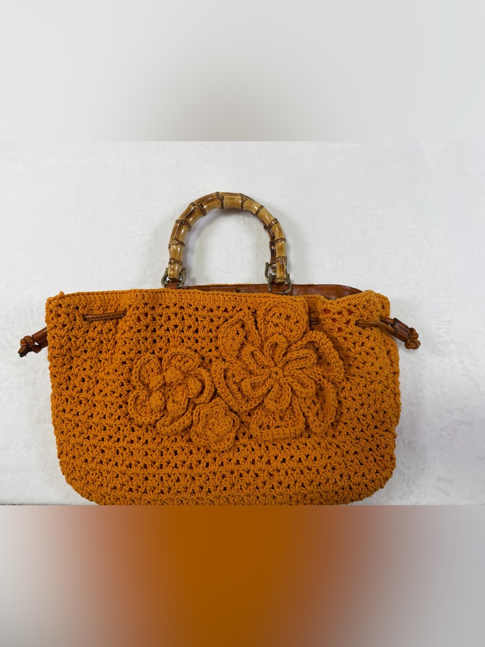 Patricia Nash Crochet Bag with Bamboo Handles